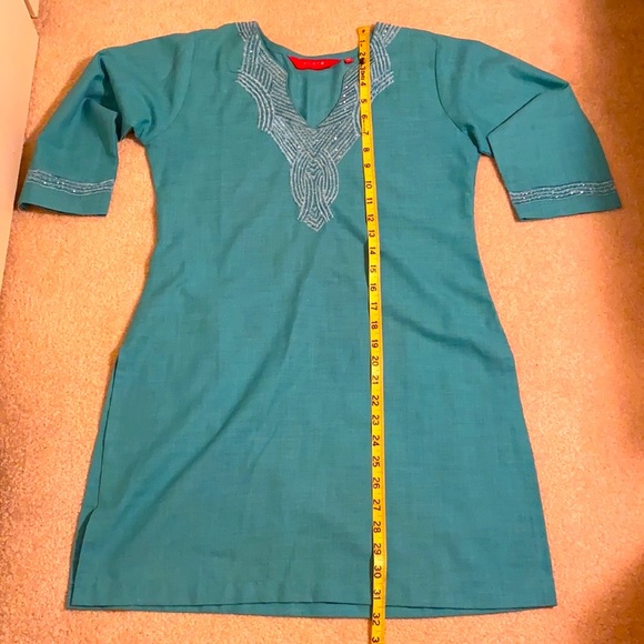 Juliet Aqua Blue Sequins Tunic Blouse - Picture 6 of 6